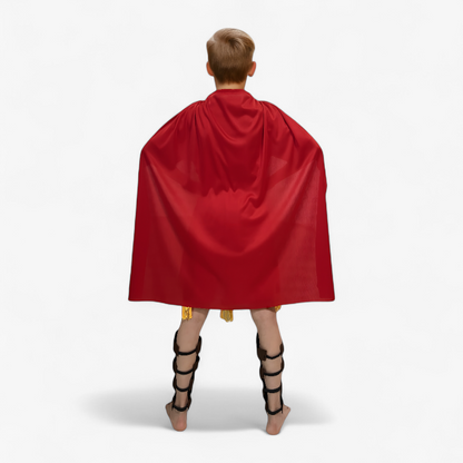 Roman General Costume for Children – Includes Headpiece, Cape, and Leg Guards