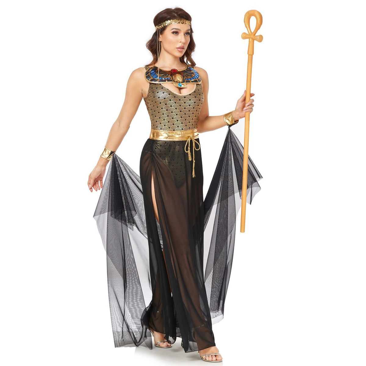 Egyptian Queen Costume Goddess Anubis Cosplay Lingerie Halloween Fancy Dress Outfit