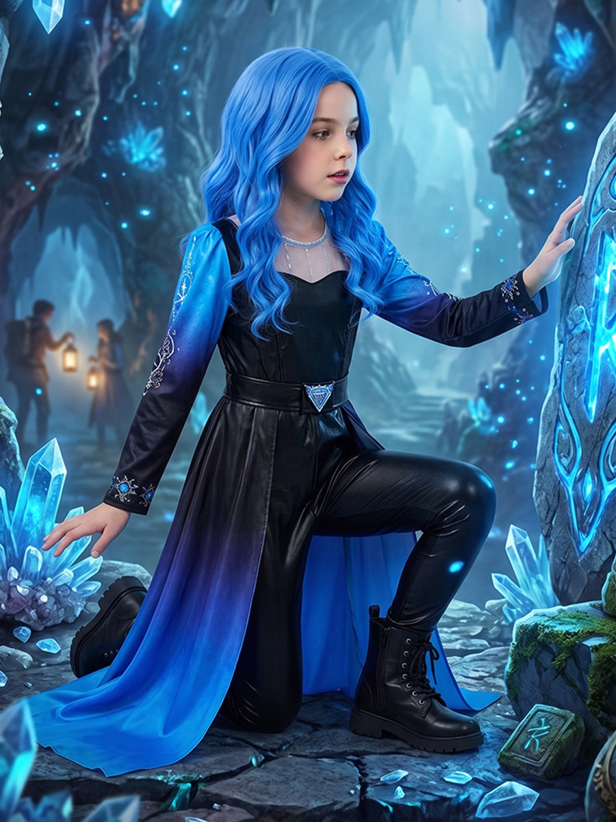 Evil Blue Princess PU Leather Costume