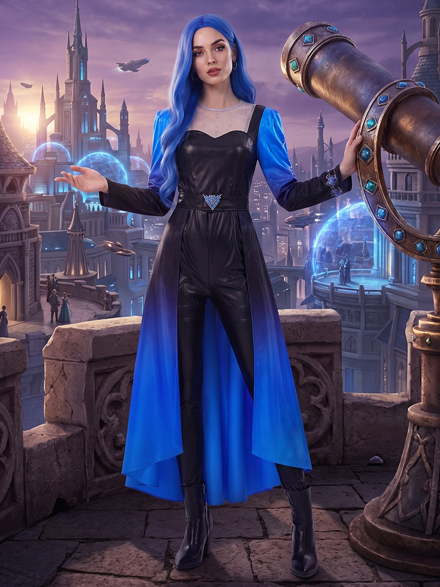 Evil Blue Princess PU Leather Costume