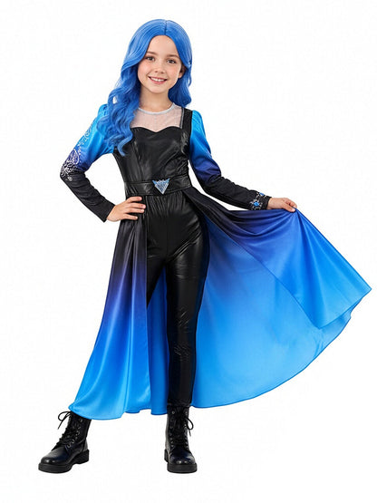 Descendants 5 Evil Chloe Costume for Kids and Adults Descendants Wicked Wonderland Princess Blue Faux Leather Cosplay Outfit