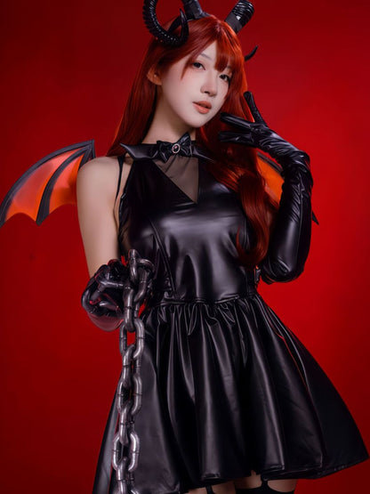 Faux Leather Demon Dress Set