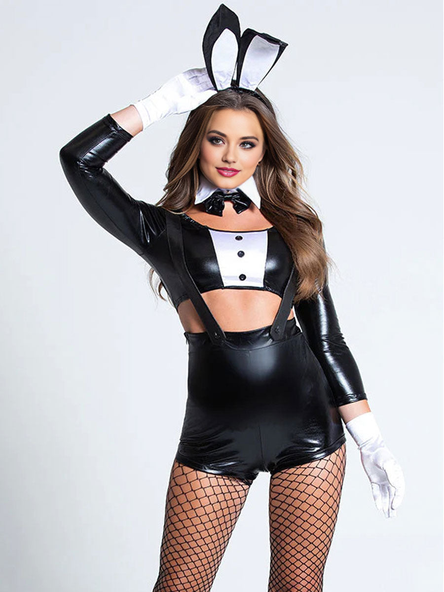 Faux Leather Tuxedo Bunny Costume