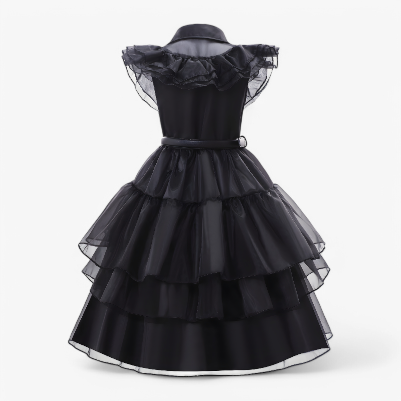 Mysterious Gothic Costume for Girls – Includes Wig, Socks, Gloves, and Jewelry Set