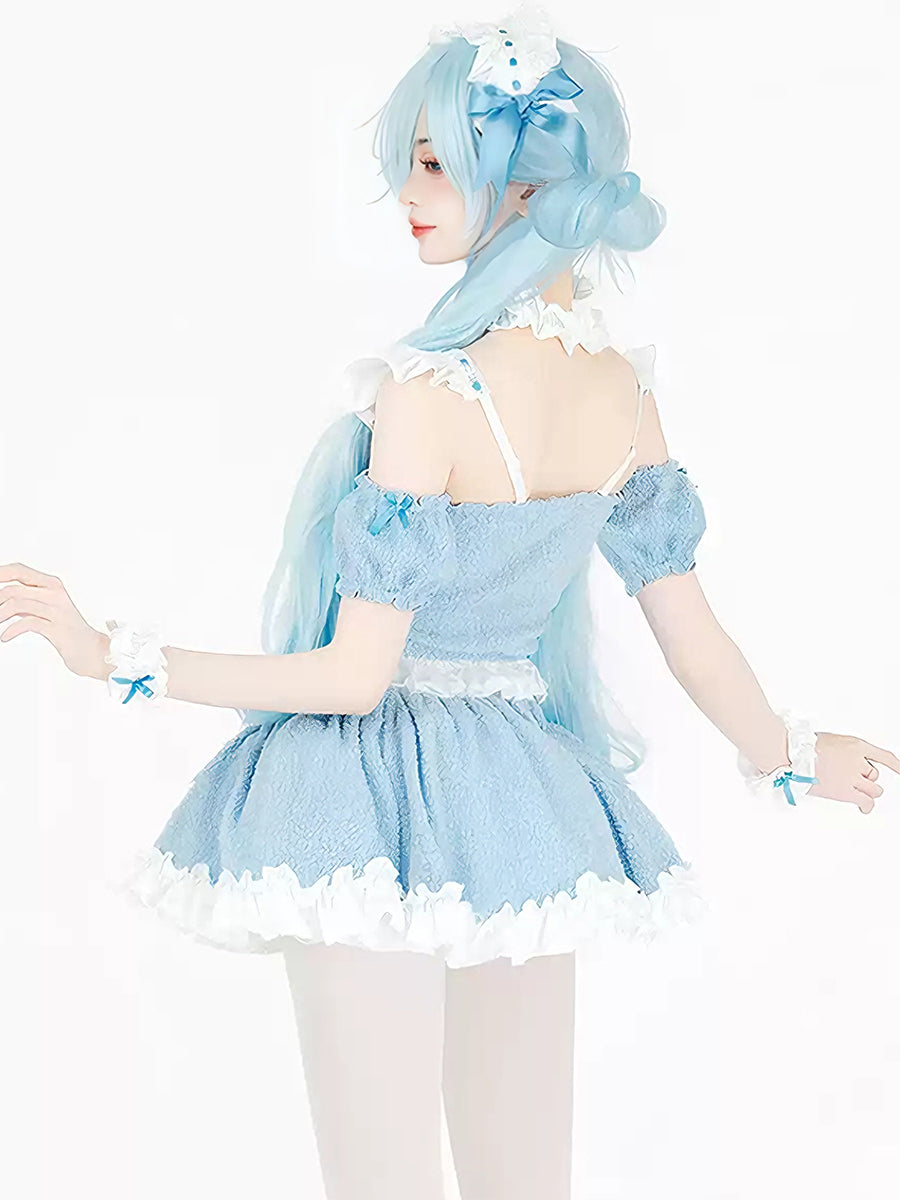 Fleece Light Blue Cat Maid Outfit