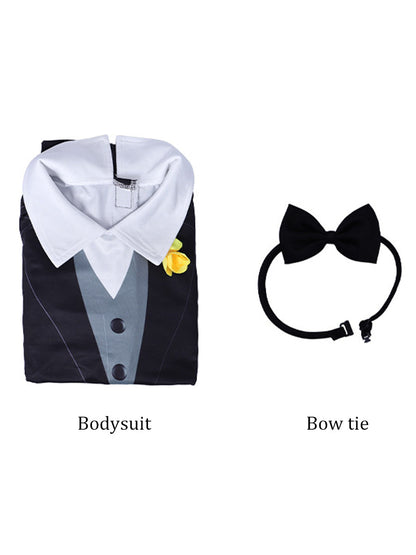 Formal Tuxedo Style Jumpsuit with Bow Tie