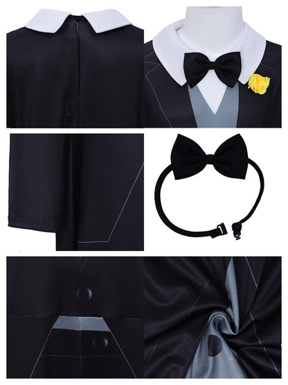 Formal Tuxedo Style Jumpsuit with Bow Tie