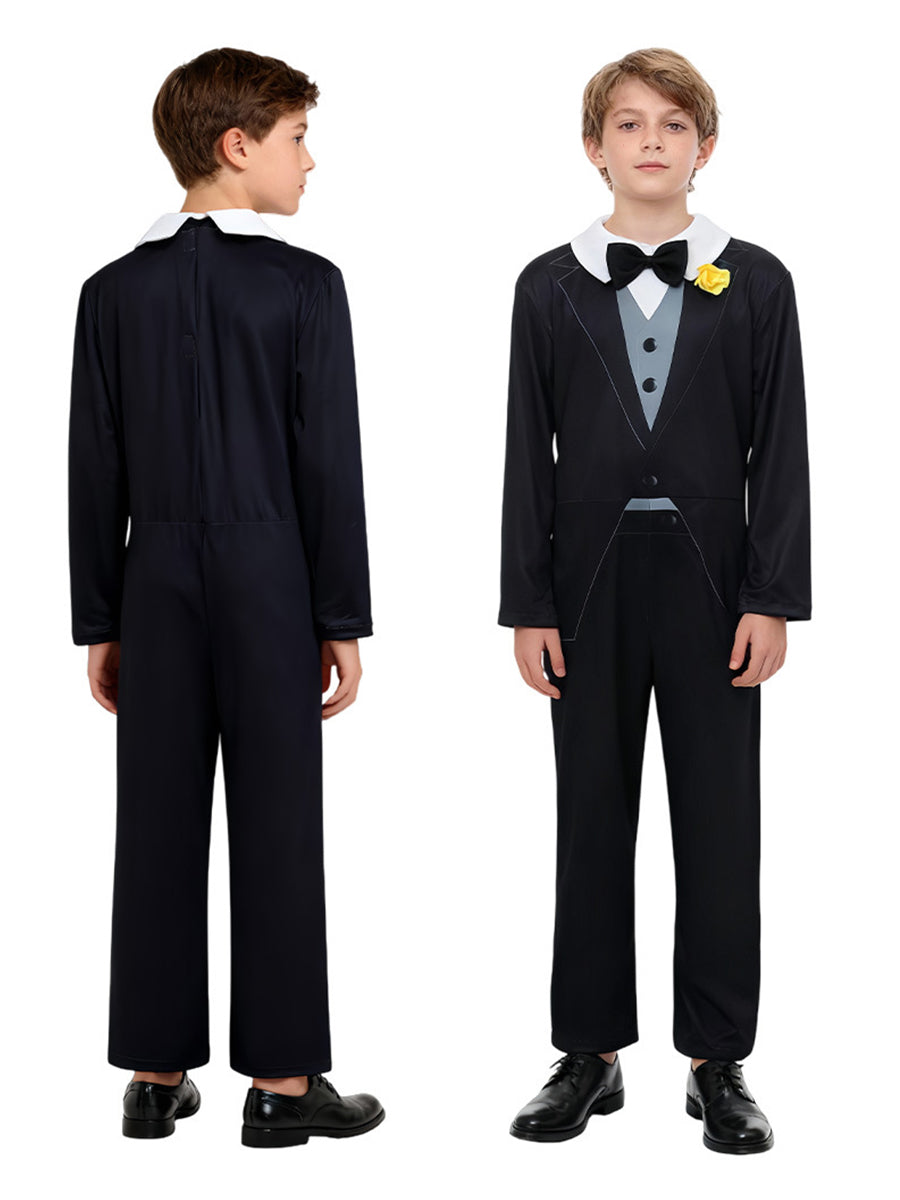 Formal Tuxedo Style Jumpsuit with Bow Tie
