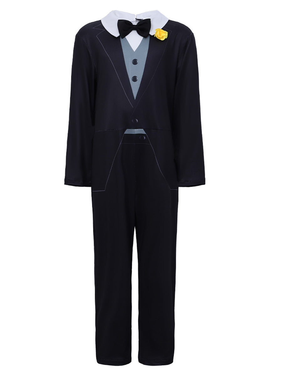 Formal Tuxedo Style Jumpsuit with Bow Tie