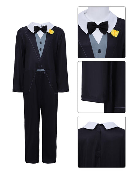 Formal Tuxedo Style Jumpsuit with Bow Tie