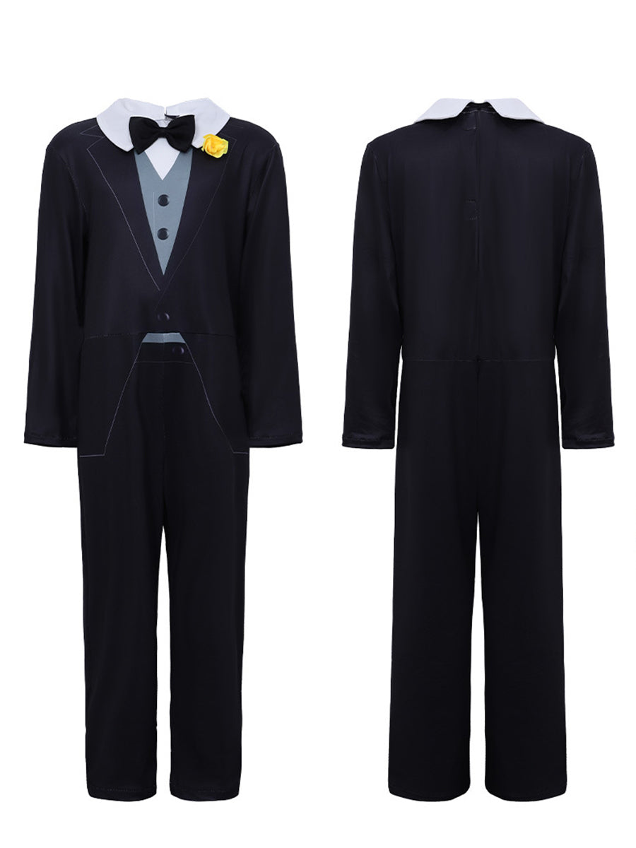 Formal Tuxedo Style Jumpsuit with Bow Tie