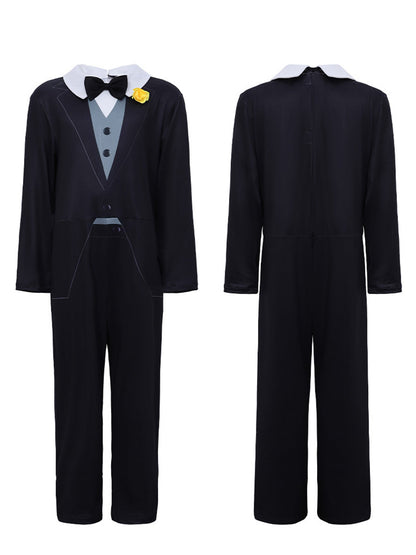 Formal Tuxedo Style Jumpsuit with Bow Tie