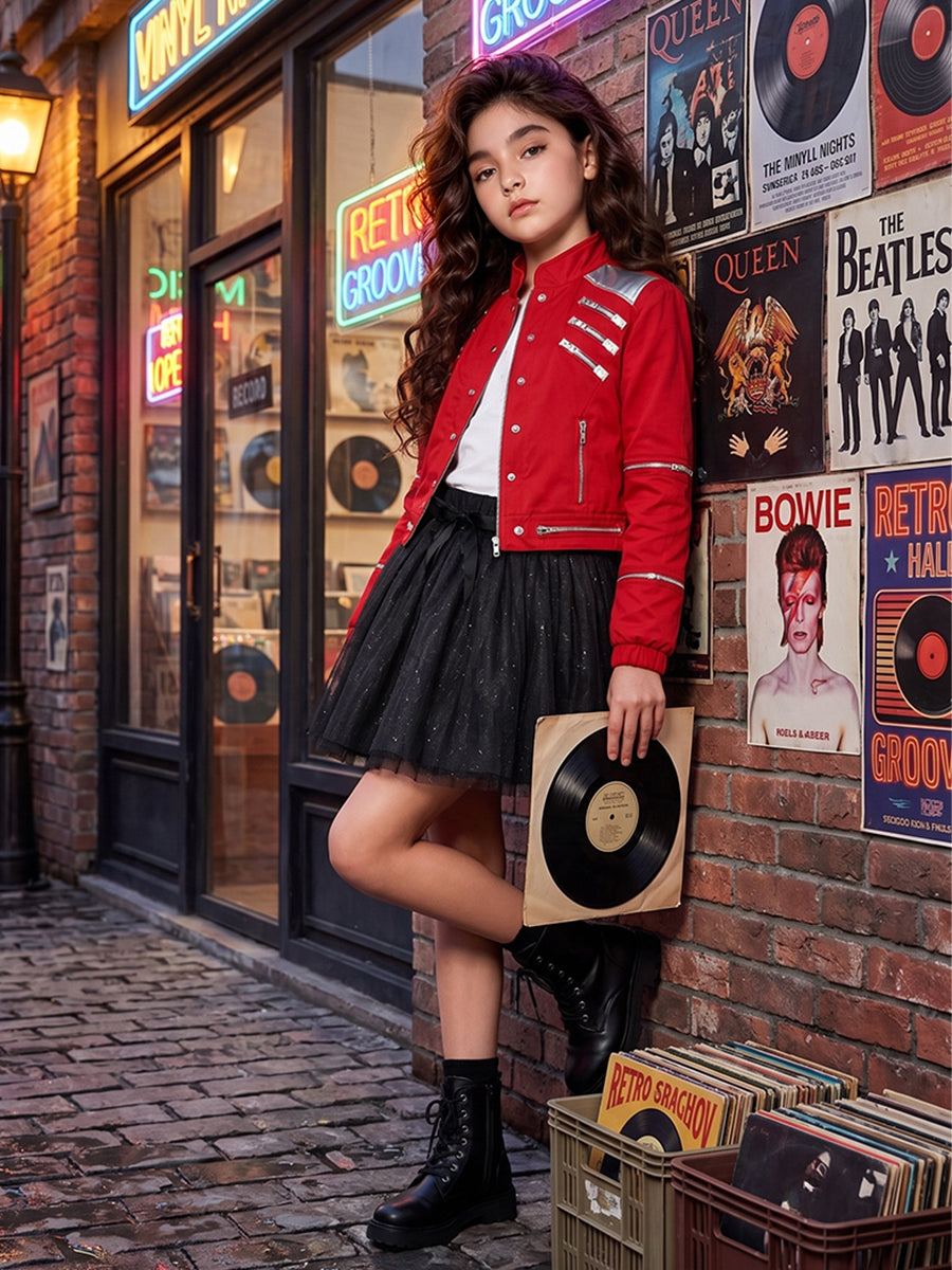 Girls 3D Print Pop King Costume