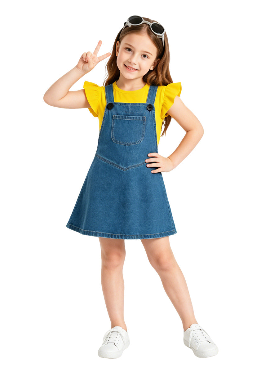 Girls Animated Overall Dress Set
