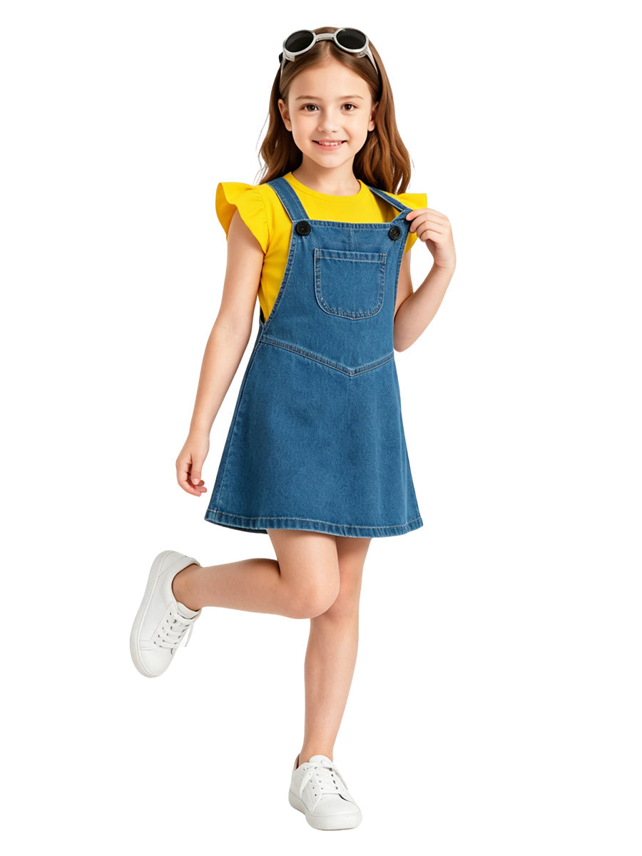Girls Animated Overall Dress Set