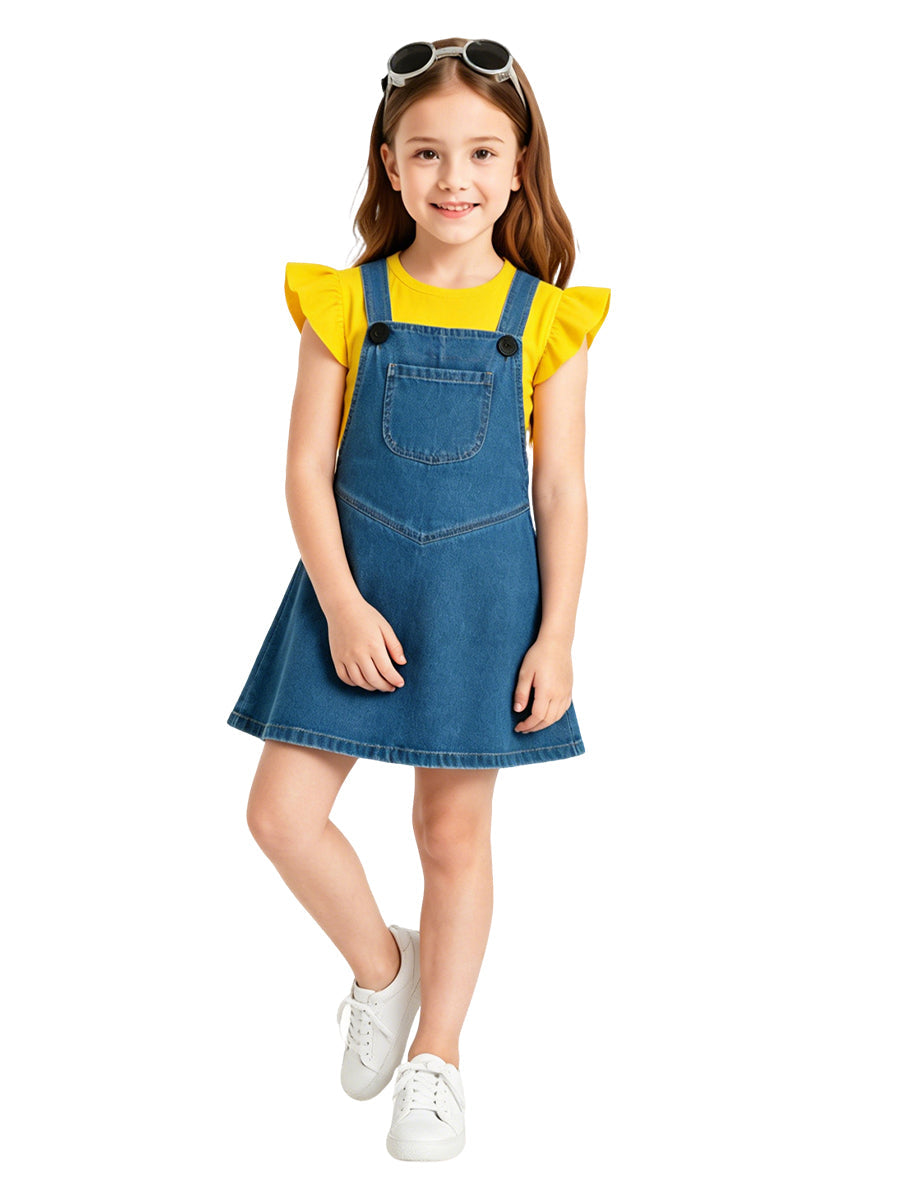 Girls Animated Overall Dress Set