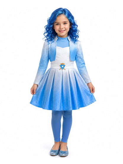 Descendants 5 Chloe Costume for Kids Descendants Wicked Wonderland Blue Princess Cosplay Outfit