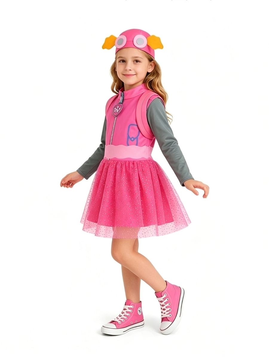 Girls Pink Pup Dress Costume