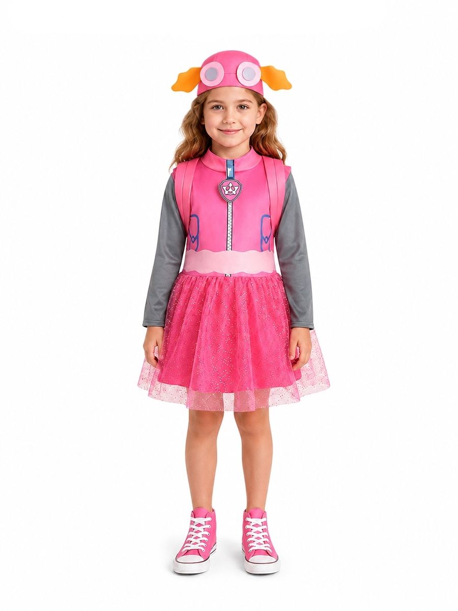 Girls Paw Patrol Skye Costume Pink Puppy Tiered Tutu Dress Set