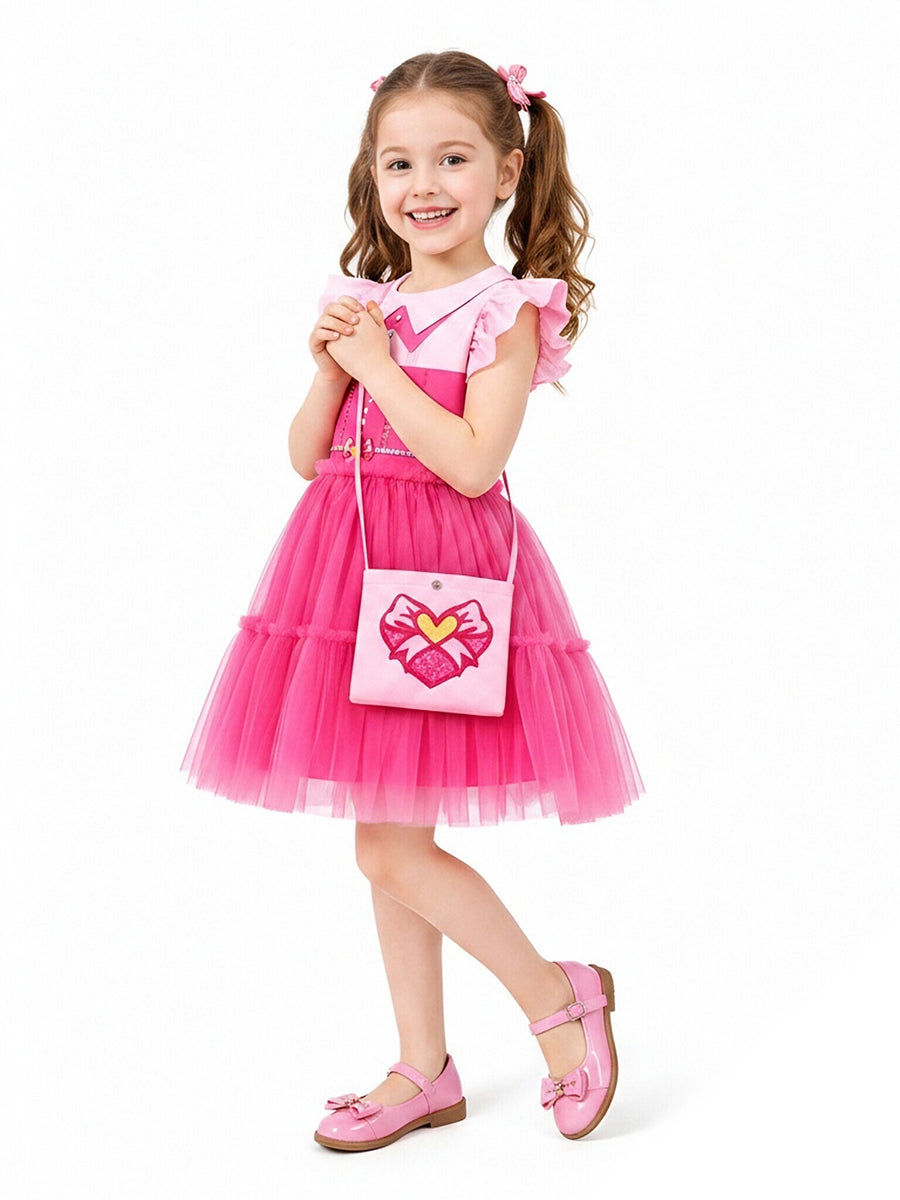 Girls Pink Tiered Tulle Princess Dress
