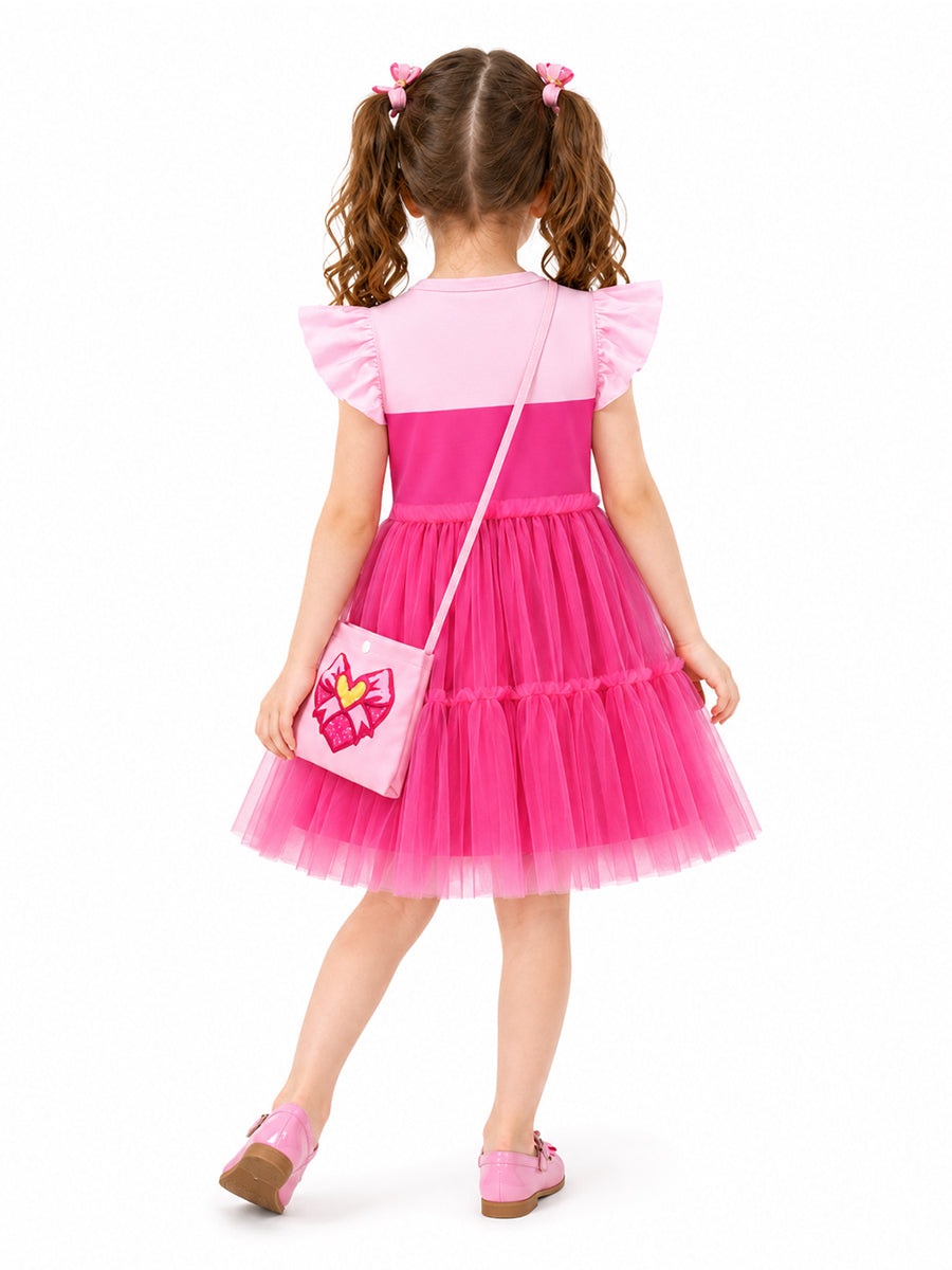 Girls Pink Tiered Tulle Princess Dress