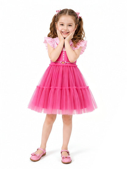 Girls Pink Tiered Tulle Princess Dress