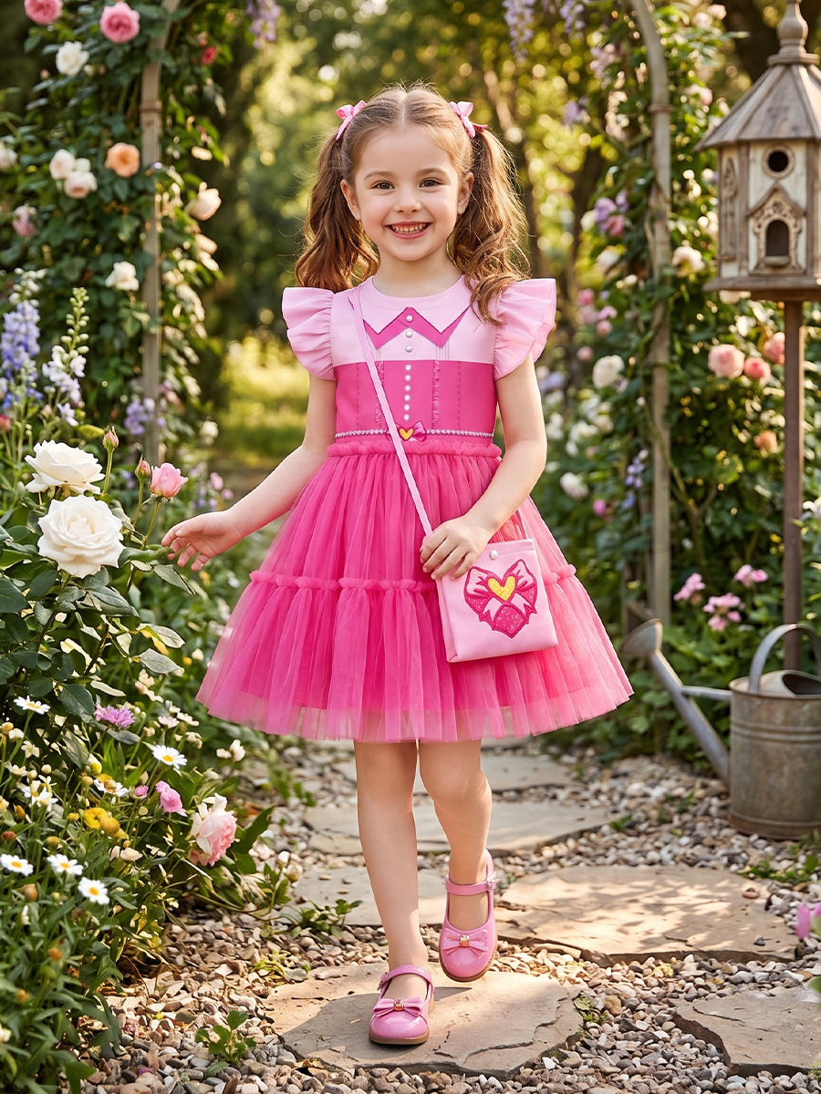 Girls Pink Tiered Tulle Princess Dress