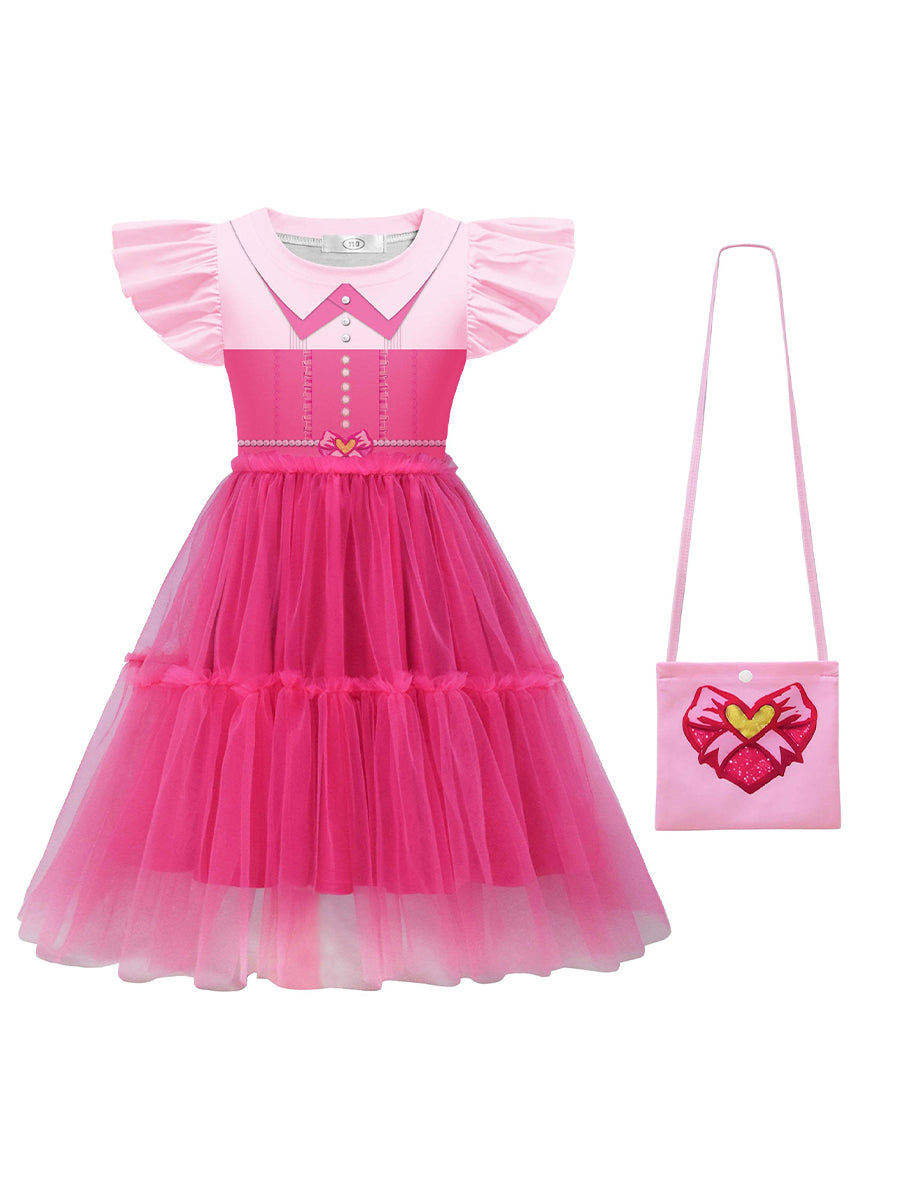 Girls Pink Tiered Tulle Princess Dress