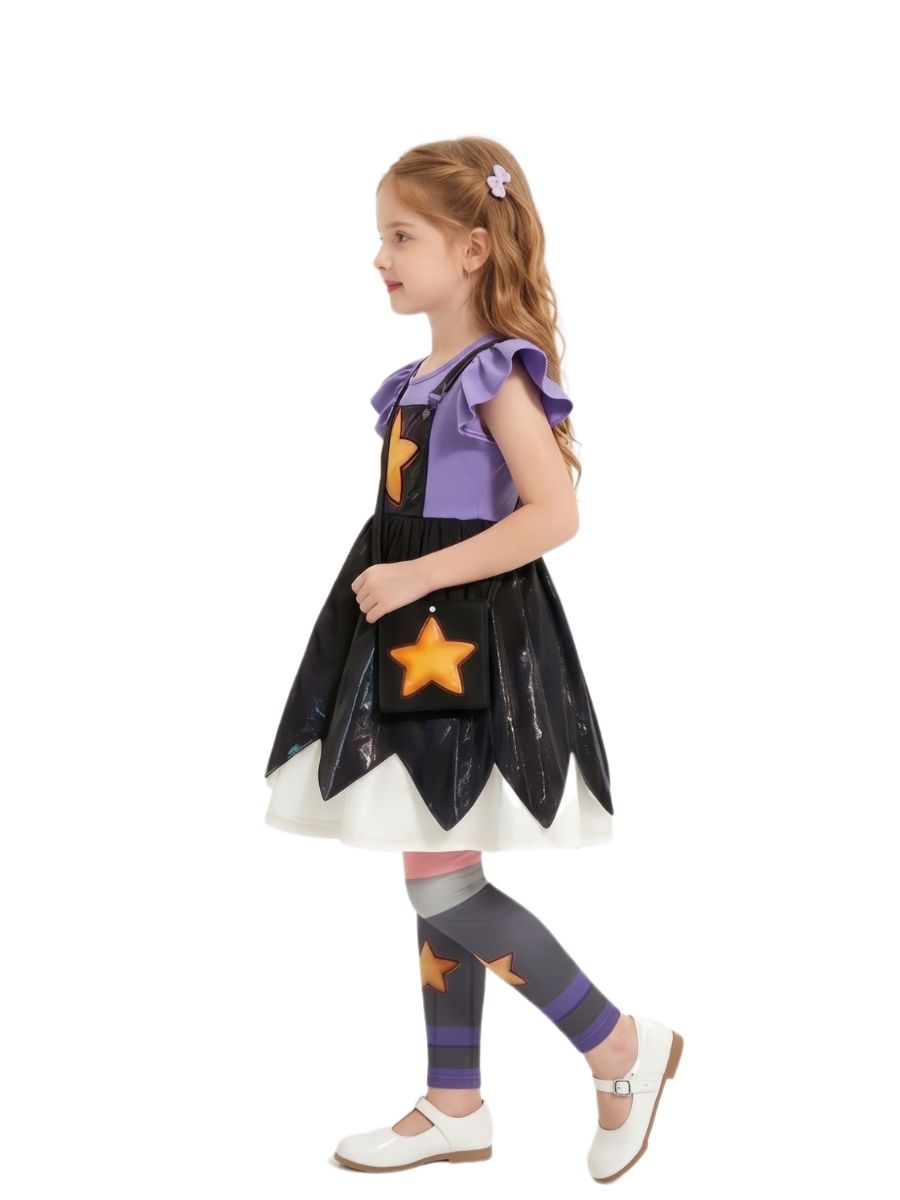 Girls Star Cosplay Dress & Leggings Set