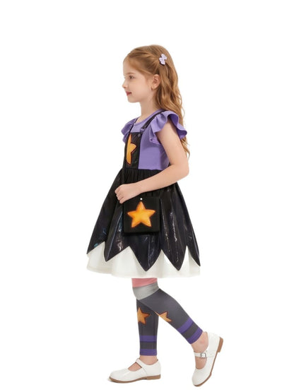 Girls Star Cosplay Dress & Leggings Set