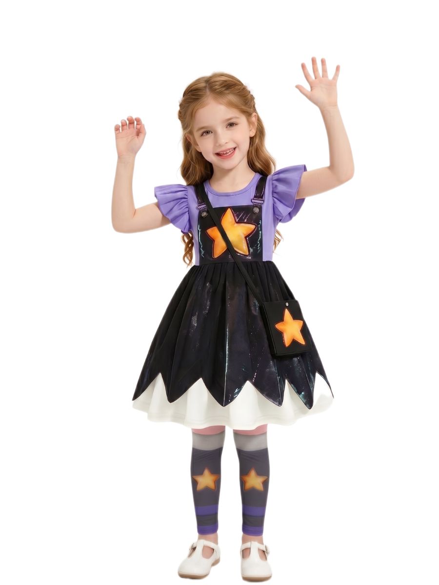 Girls Star Cosplay Dress & Leggings Set