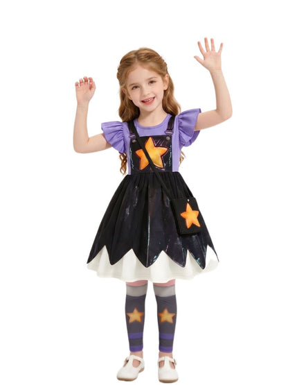 Girls Star Cosplay Dress & Leggings Set
