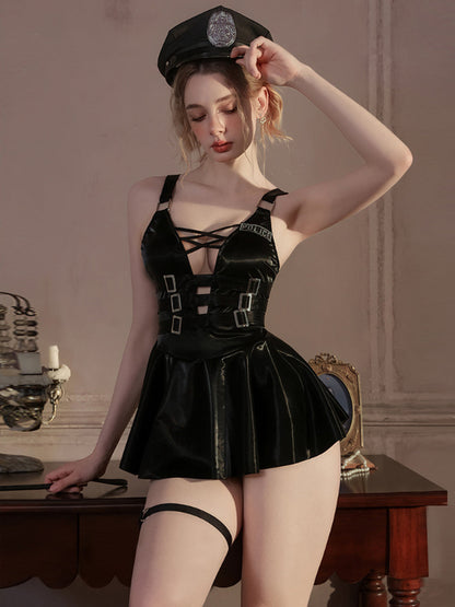 Glossy Police Officer Mini Dress