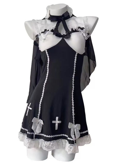 Flirty Nun Cross Cutout Dress