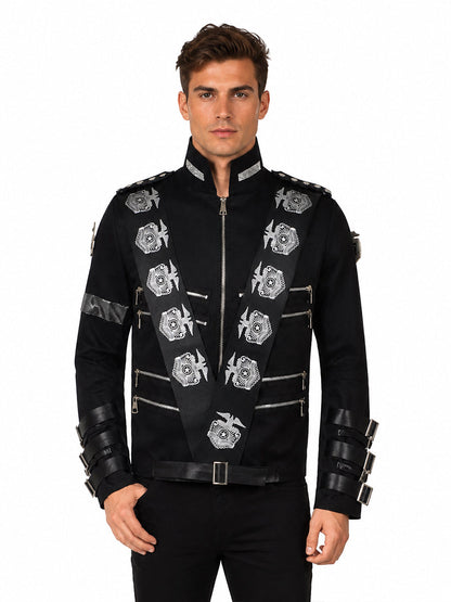 Michael Jackson Bad Jacket MJ Gothic Rock Military Jacket 80s Pop King Performance Costume