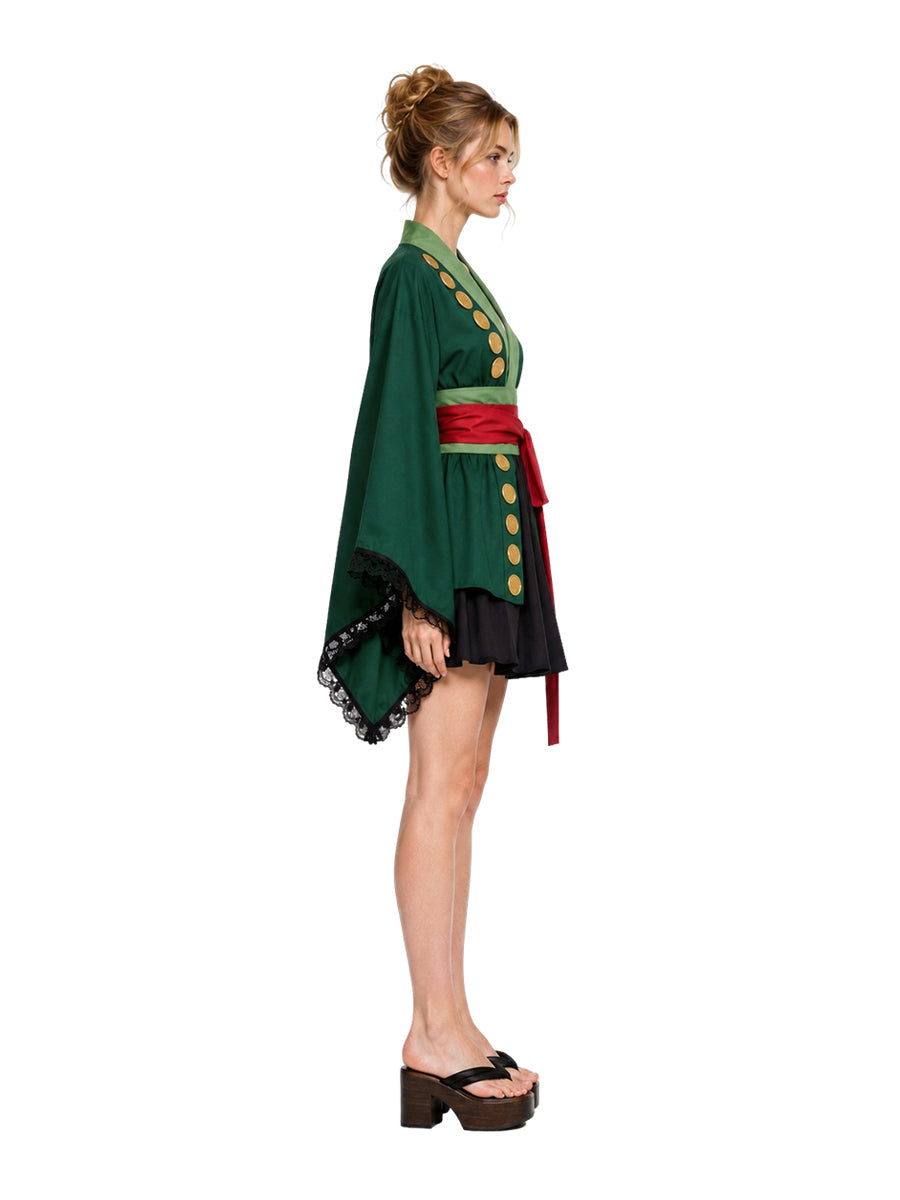 Green Kimono Style Cosplay Costume