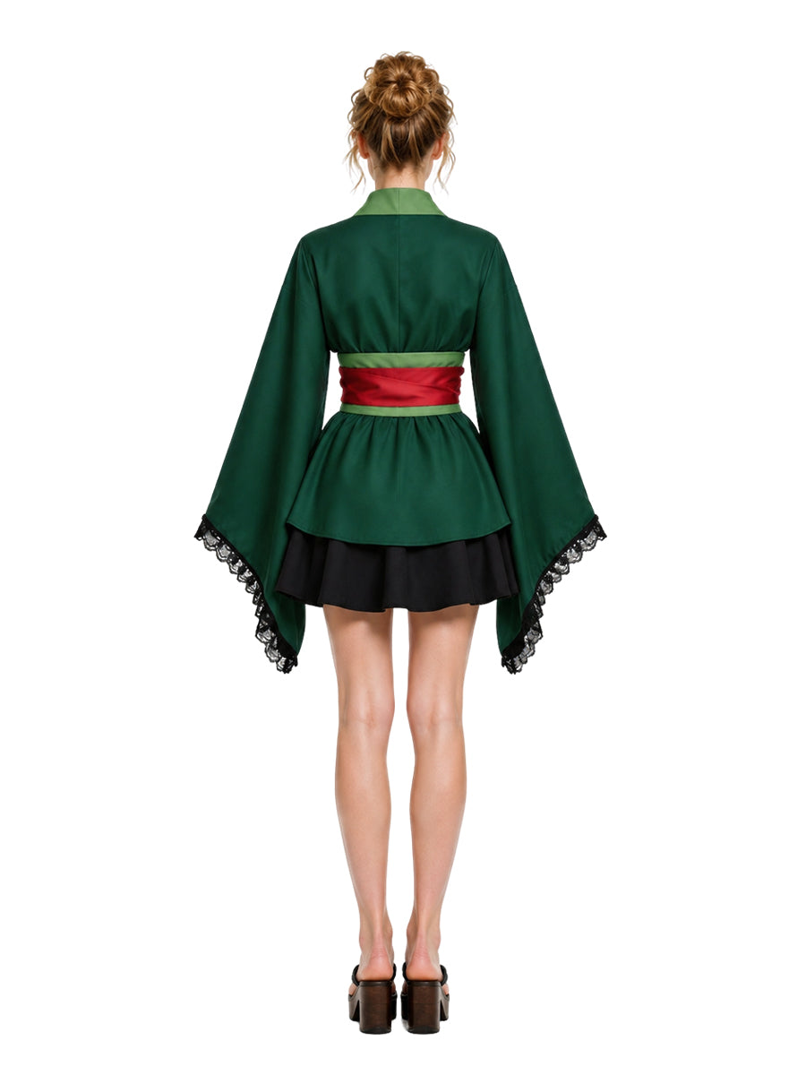 Green Kimono Style Cosplay Costume