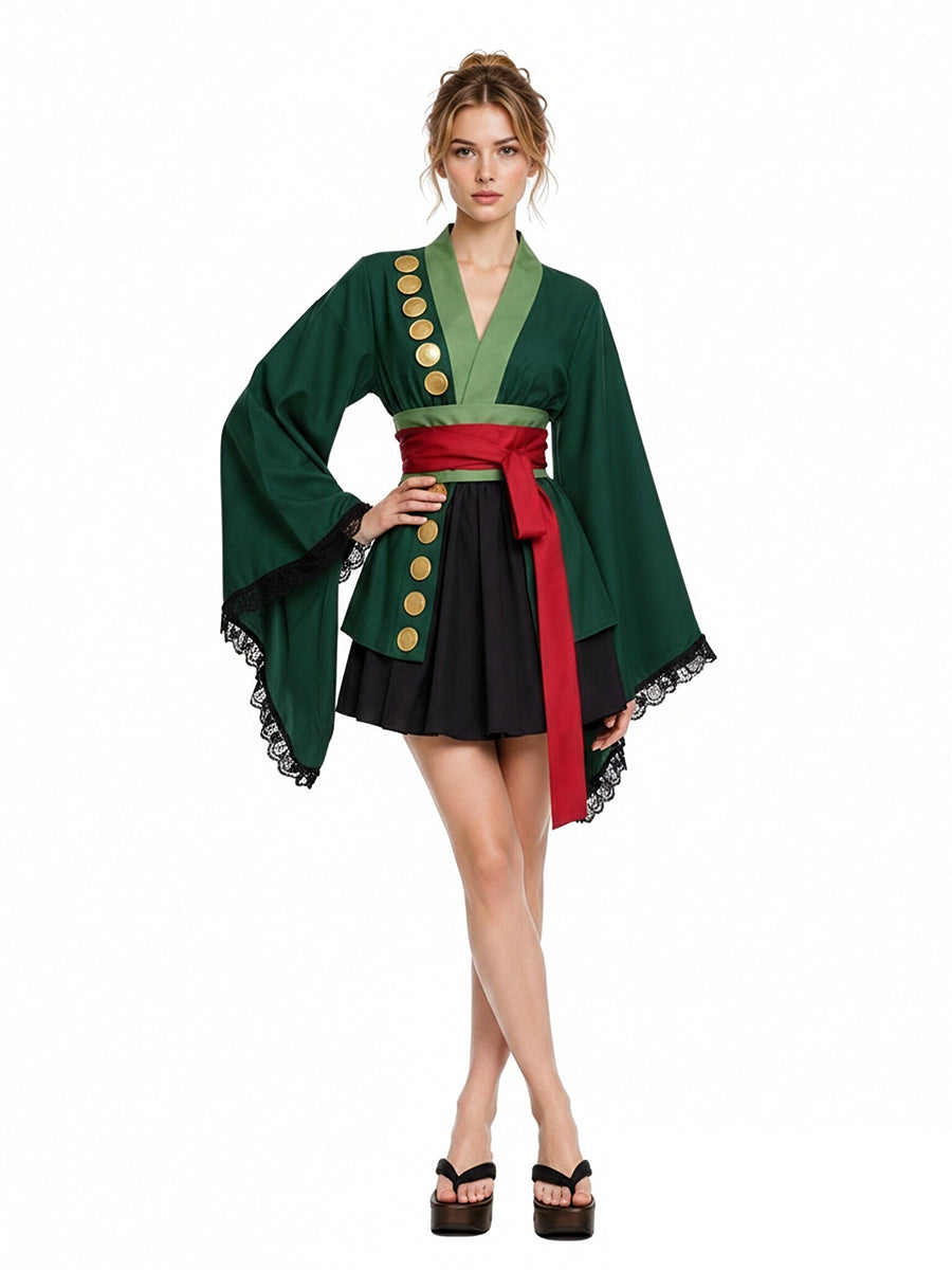Green Kimono Style Cosplay Costume