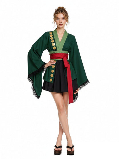 Green Kimono Style Cosplay Costume