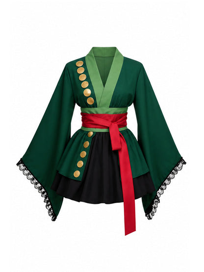 Green Kimono Style Cosplay Costume