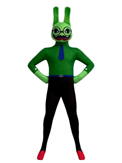 Animal Hospital News Bunny Costume Green Rabbit Full Body Jumpsuit for Kids and Adults