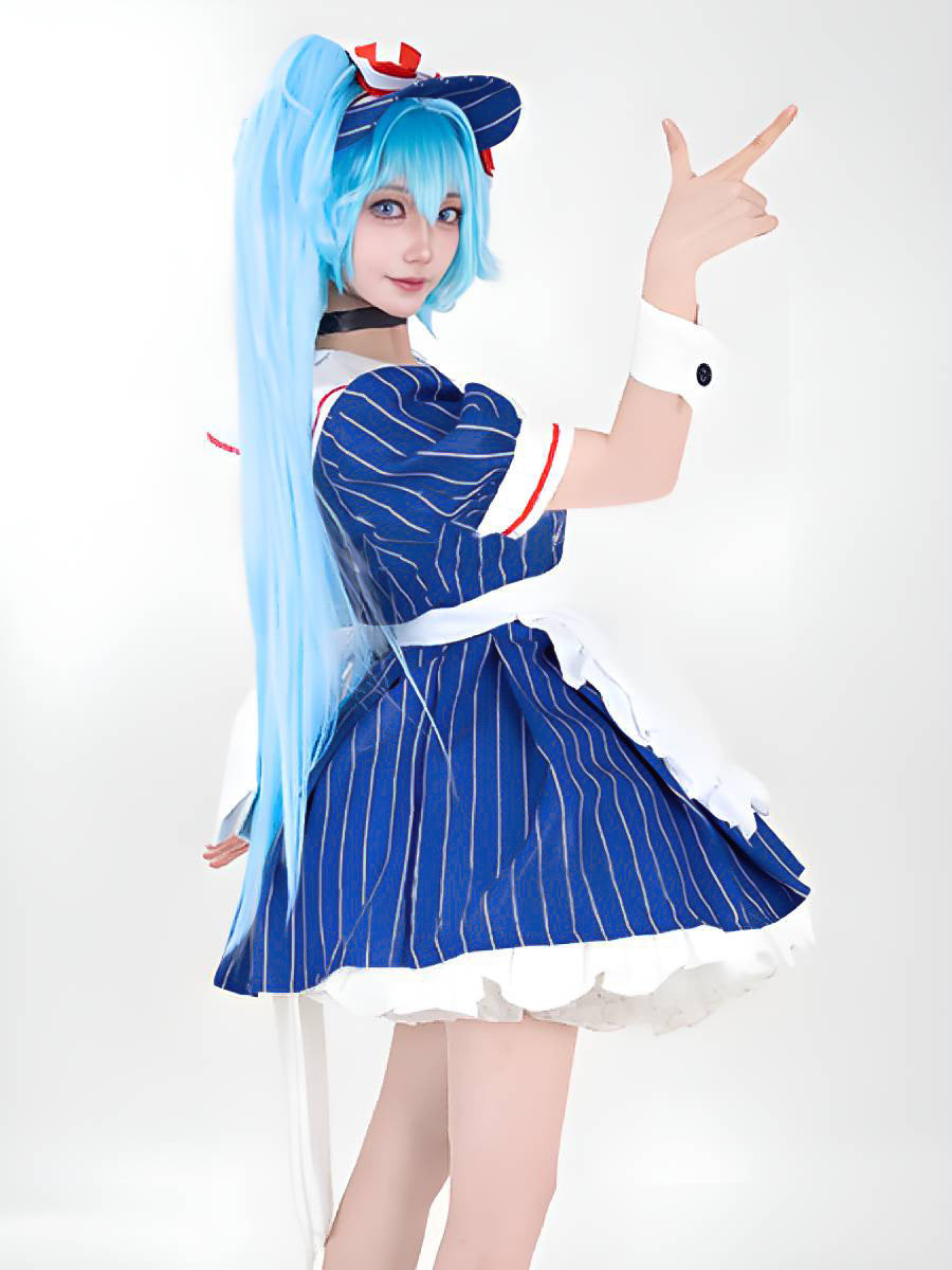 Blue Striped Maid Dress with Apron