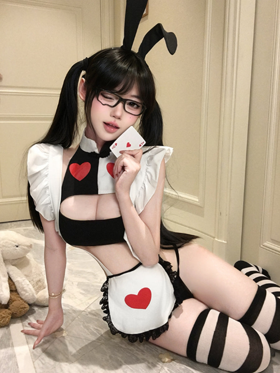 Heart Print Bunny Maid Costume