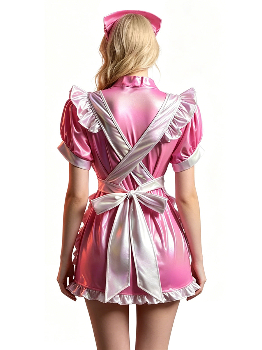 Holographic Pink Nurse Cosplay Costume