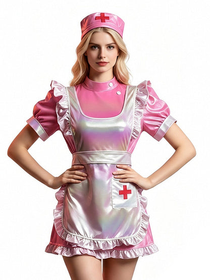 Holographic Pink Nurse Cosplay Costume