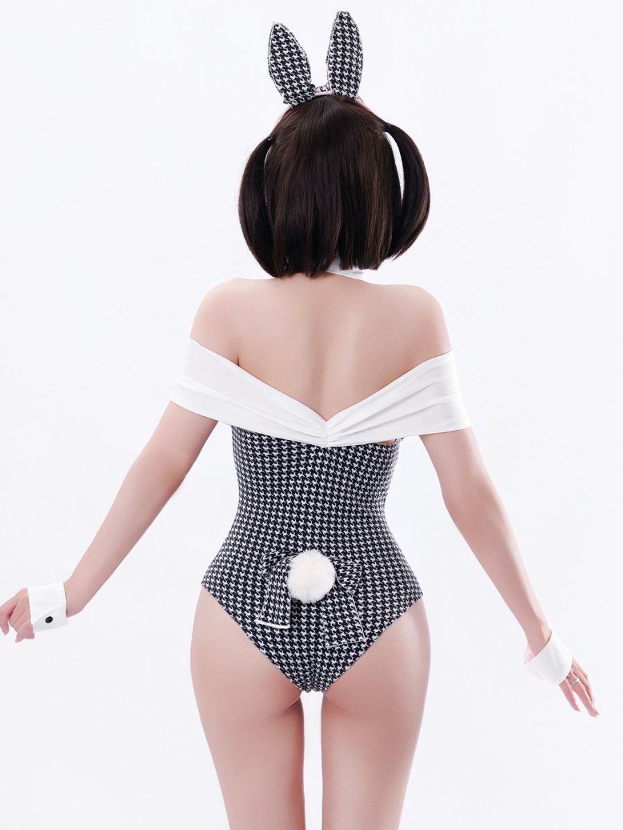 Houndstooth Bunny Girl Cosplay Bodysuit