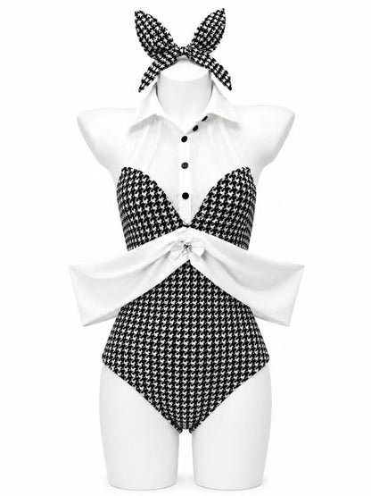 Houndstooth Bunny Girl Cosplay Bodysuit