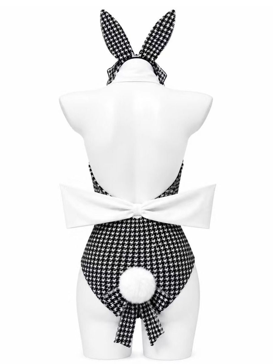 Houndstooth Bunny Girl Cosplay Bodysuit