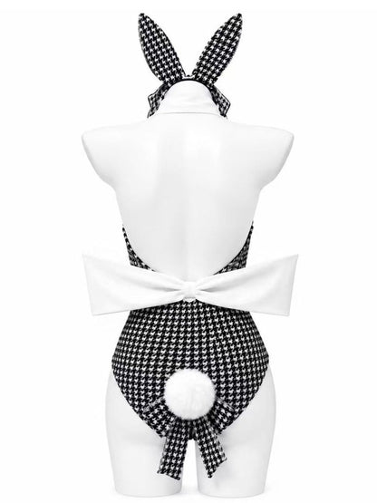 Houndstooth Bunny Girl Cosplay Bodysuit
