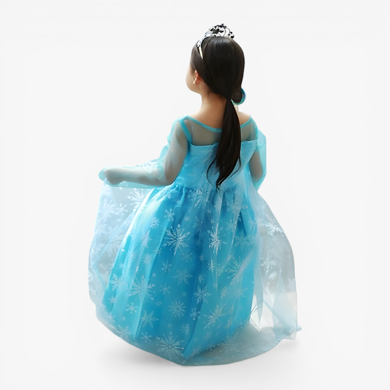 Enchanting Elsa Princess Costume for Kids – Complete with Tiara, Magic Wand, and Gloves